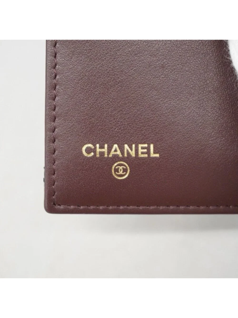 Chanel Trifold Wallet Quilted Caviar Leather Black Gold